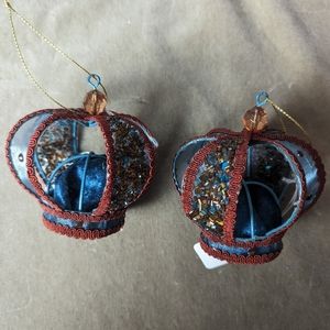 Lot of 2 Crown Christmas Tree Ornaments